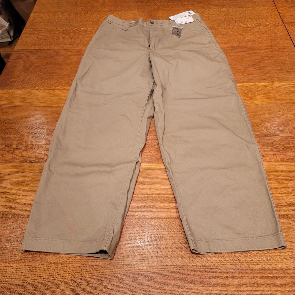 Uniqlo Wide Fit Chino Pants Brown Tan Mens Size 34 NWT